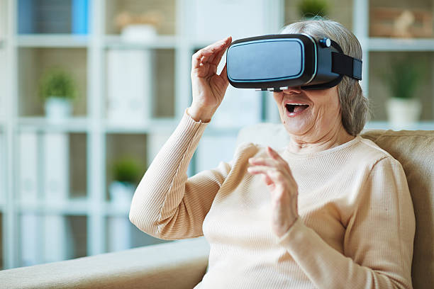 Grandma Playing with Virtual Reality Goggles