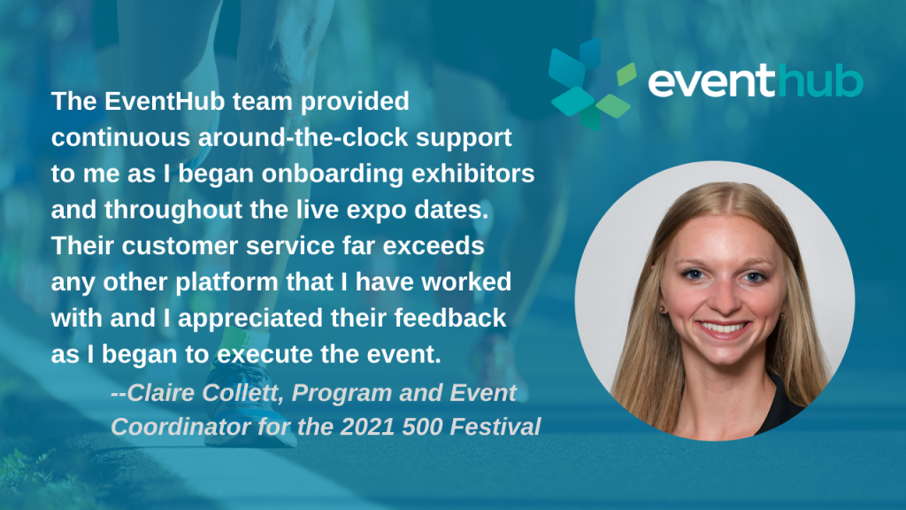A quote from a member of the 500 Festival Team about working with EventHub.