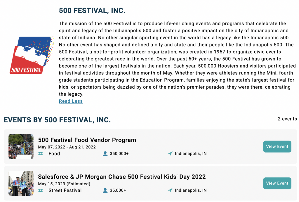 500 Festival Sponsorship